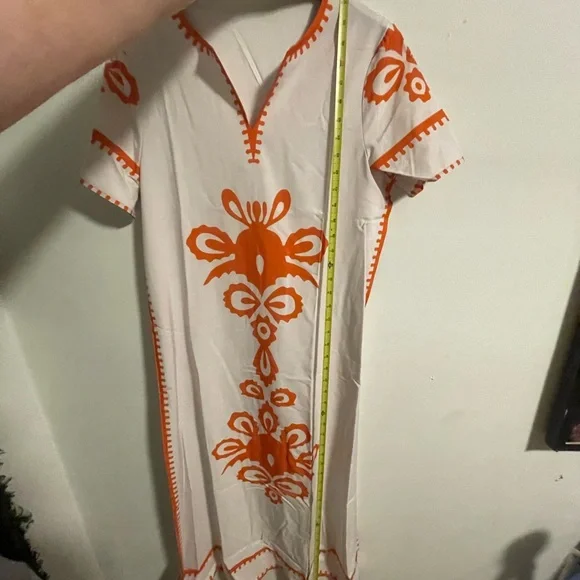 MWhite and Orange Embroidered Maxi Dress - Picture 4 of 6